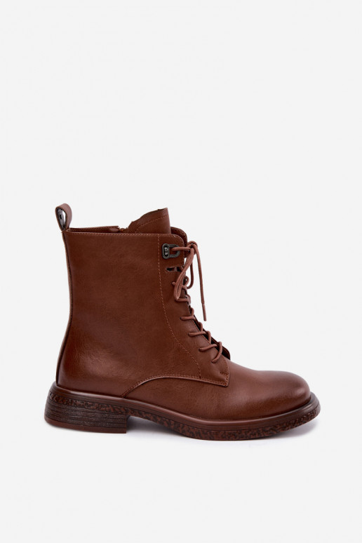Zateplené kožené členkové topánky Tai turiciejka K7751-29 v hnedej farbe