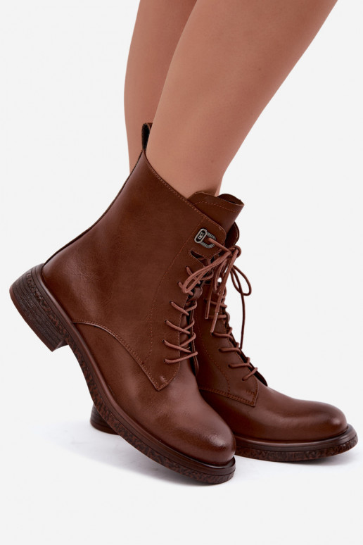 Zateplené kožené členkové topánky Tai turiciejka K7751-29 v hnedej farbe