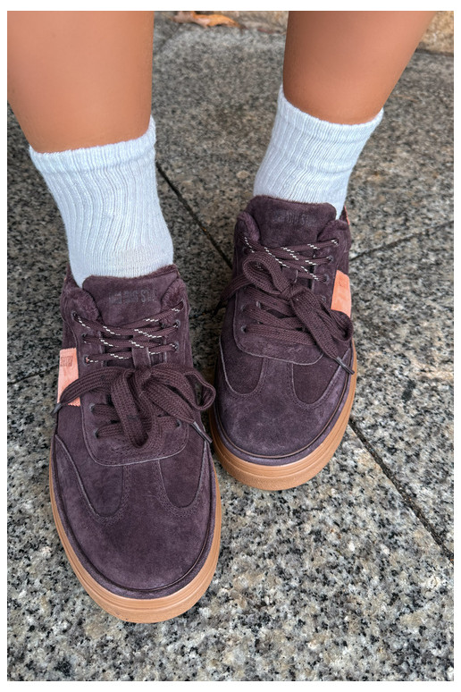 faux suede sneakers model topánky pre ženy zateplené Big Star UU274770 v čokoládovej farbe