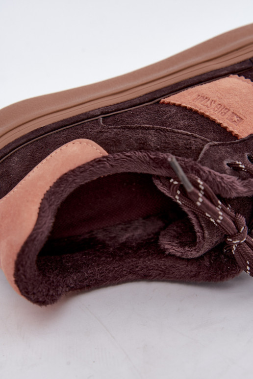 faux suede sneakers model topánky pre ženy zateplené Big Star UU274770 v čokoládovej farbe