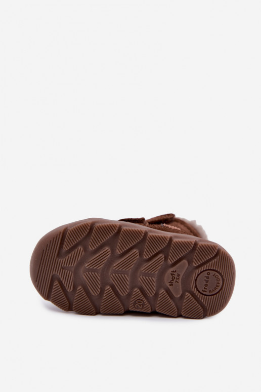 Semišové detské snehové topánky Barefoot Froddo G2110151-13 čokoládovej farby