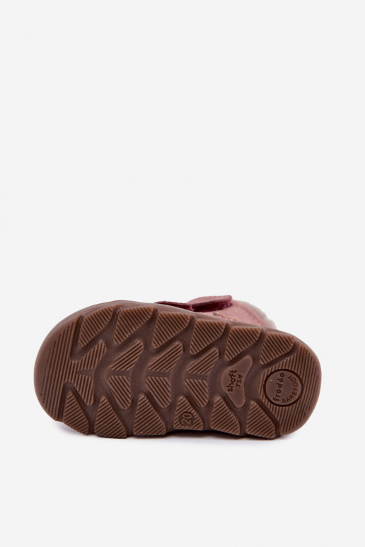 Semišové detské snehové topánky Barefoot Froddo G2110151 ružovej farby
