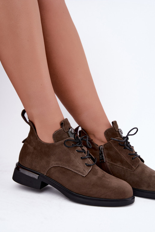 Aulinoky z umelej semišovej kože Vinceza 89151 v khaki farbe