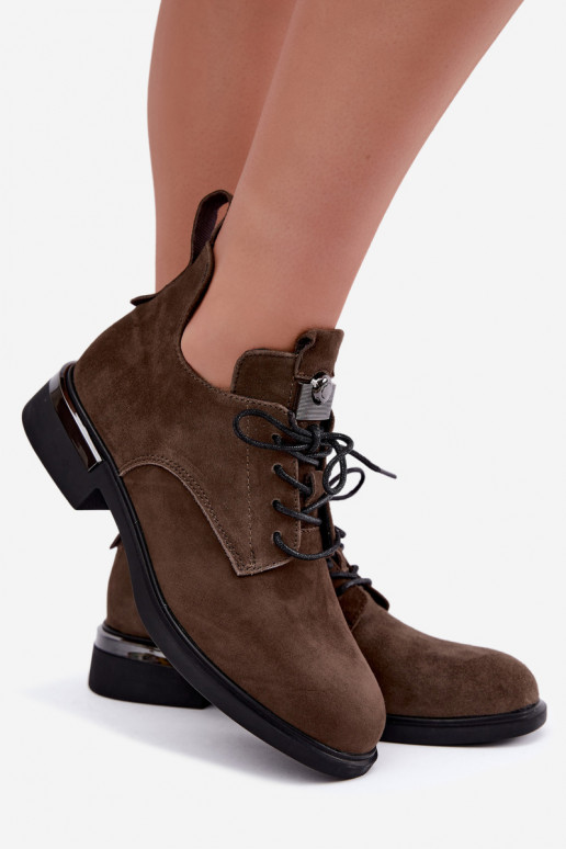 Aulinoky z umelej semišovej kože Vinceza 89151 v khaki farbe