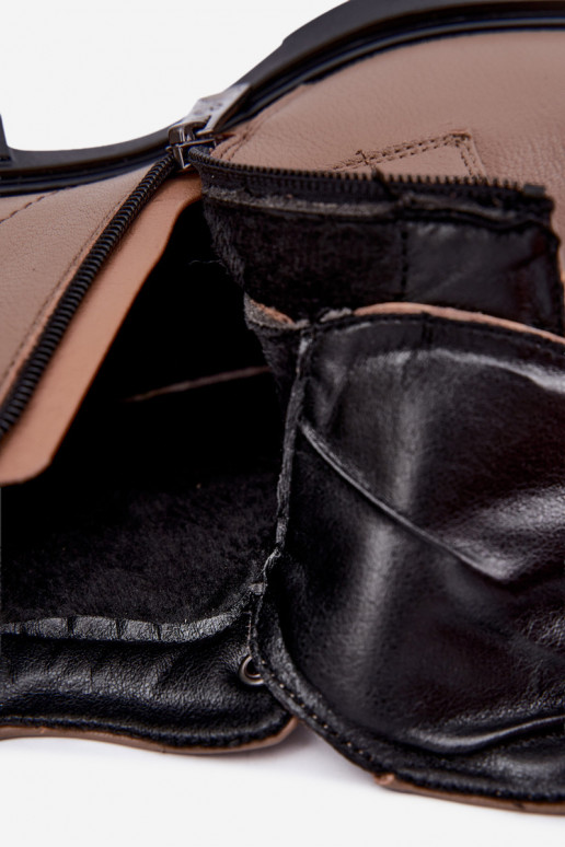 Kožené aulinoky s ornamentami Vinceza 133145 v pieskovej farbe