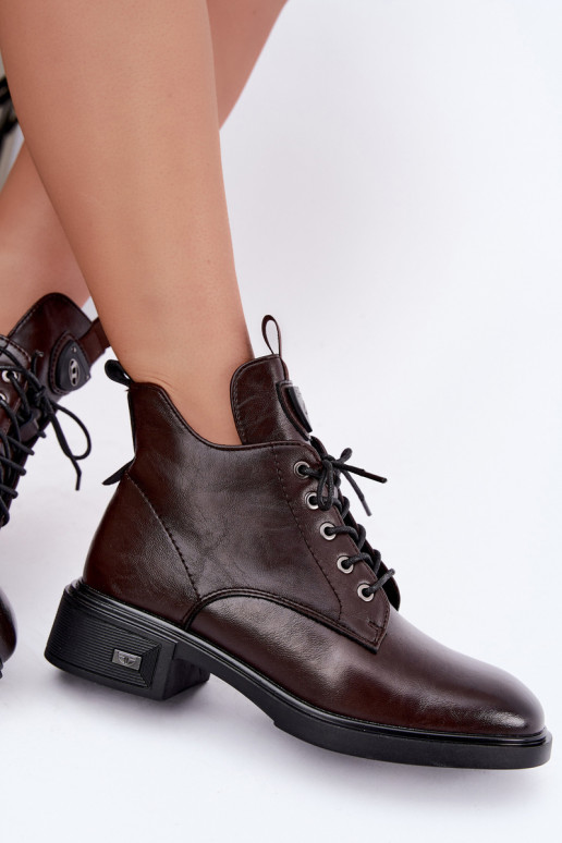 Kožené aulinoky s ornamentami Vinceza 133145 v čokoládovej farbe