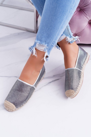 Lu Boo strieborné čipkované espadrily Kimchi 2