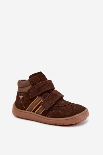 Detská obuv z umelej zamše Barefoot FRODDO G3110285-3 hnedá