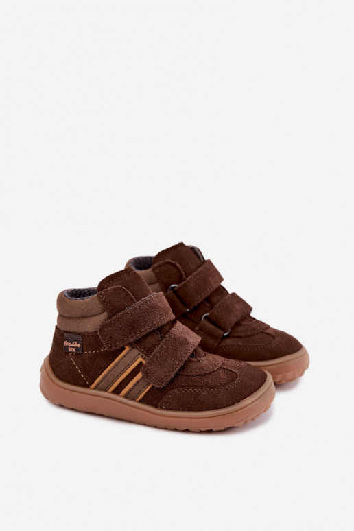 Detská obuv z umelej zamše Barefoot FRODDO G3110285-3 hnedá