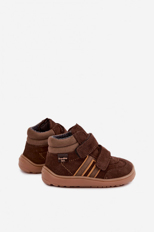 Detská obuv z umelej zamše Barefoot FRODDO G3110285-3 hnedá
