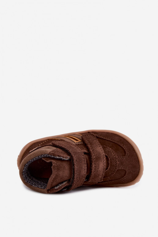 Detská obuv z umelej zamše Barefoot FRODDO G3110285-3 hnedá