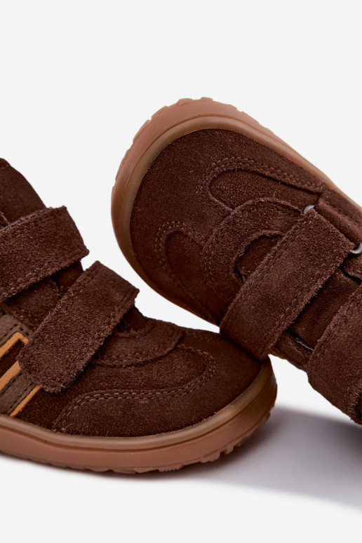 Detská obuv z umelej zamše Barefoot FRODDO G3110285-3 hnedá