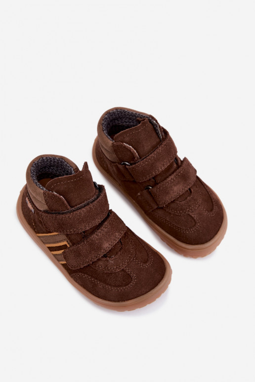 Detská obuv z umelej zamše Barefoot FRODDO G3110285-3 hnedá