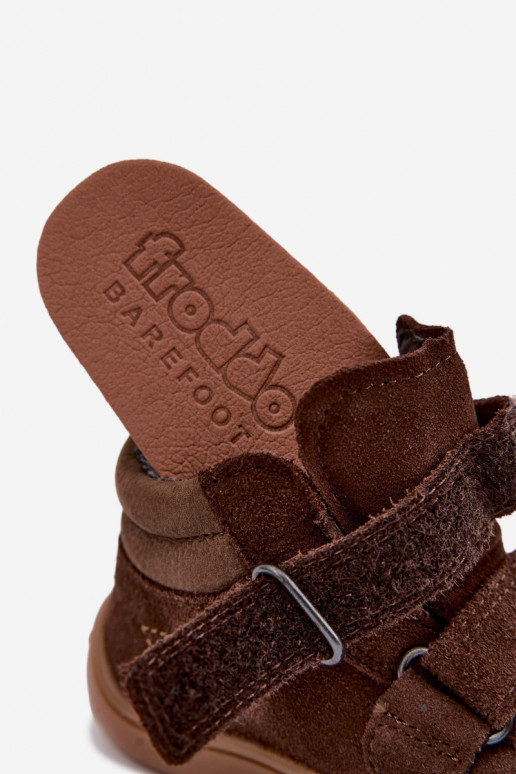 Detská obuv z umelej zamše Barefoot FRODDO G3110285-3 hnedá