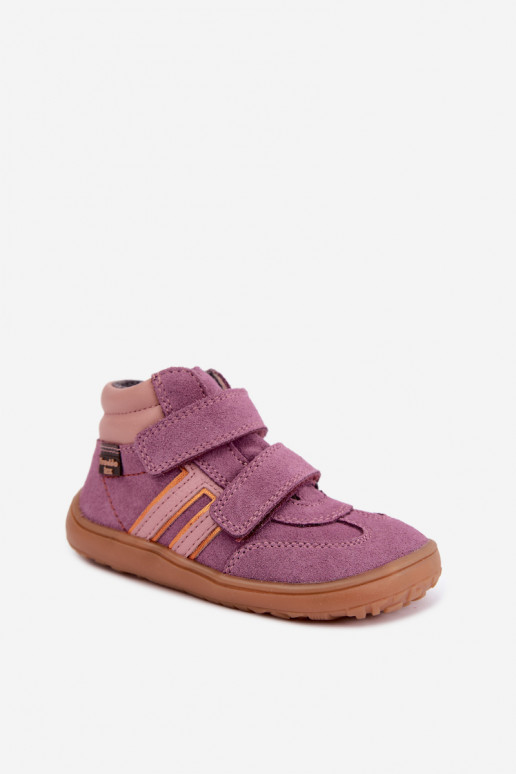 Detská obuv z umelej zamše Barefoot FRODDO G3110285-12 fialová