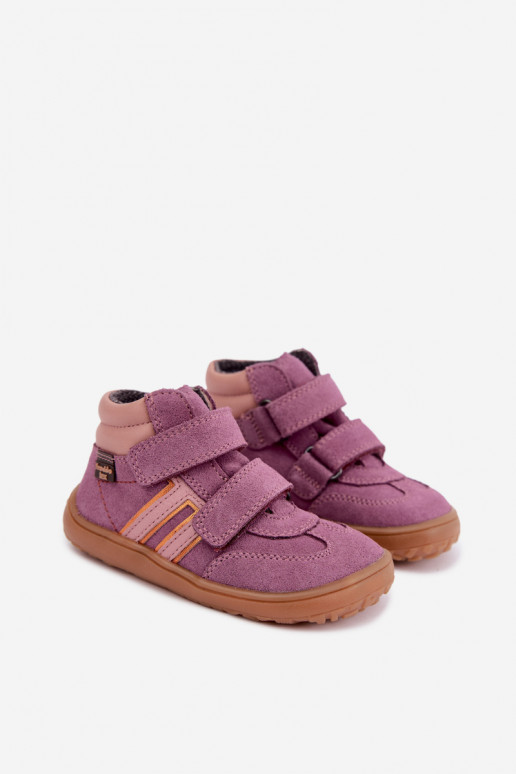 Detská obuv z umelej zamše Barefoot FRODDO G3110285-12 fialová