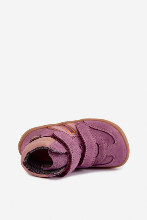 Detská obuv z umelej zamše Barefoot FRODDO G3110285-12 fialová