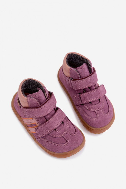 Detská obuv z umelej zamše Barefoot FRODDO G3110285-12 fialová