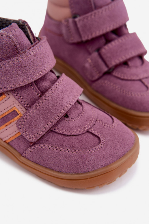 Detská obuv z umelej zamše Barefoot FRODDO G3110285-12 fialová