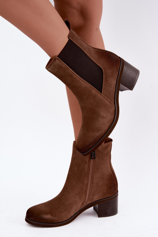 Štýlové otepľované členkové čižmy z umelej semišovej Klocke Vinceza 133105 hnedé
