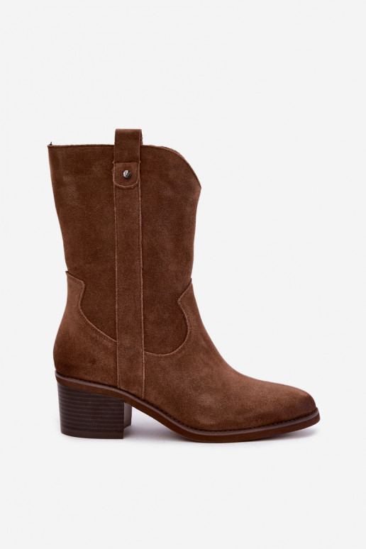 zateplené cowboyské čižmy s podpätkami Vinceza 133106 v hnedej farbe