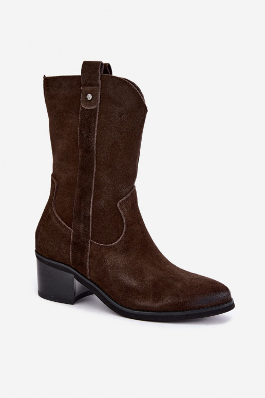 zateplené cowboyské čižmy s podpätkami Vinceza 133106 v čokoládovej farbe