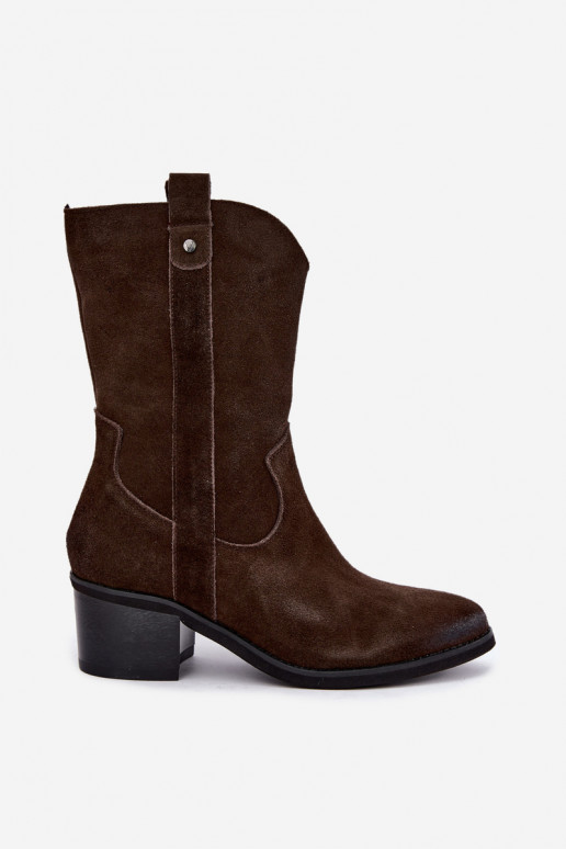 zateplené cowboyské čižmy s podpätkami Vinceza 133106 v čokoládovej farbe