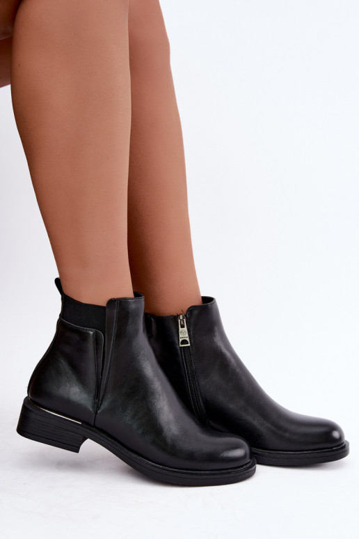 zateplené dámske čižmy so širokými podpätkami Vinceza 58690 v čiernej farbe