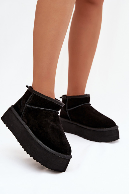 Dámske snehule z umelej zamše v čiernej farbe
