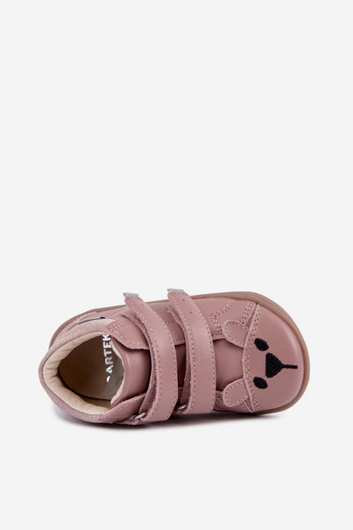 Ružové kožené Barefoot detské topánky Bartek 8631985