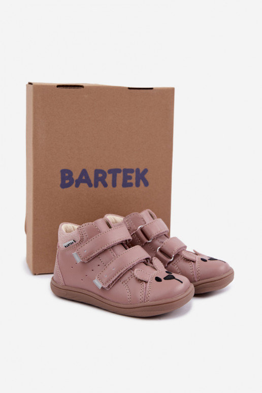 Ružové kožené Barefoot detské topánky Bartek 8631985