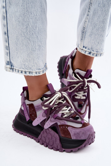 Fialové tenisky z umelej zamše s platformou GOE UU2N4016