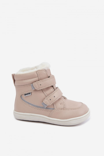 Kožené detské snehové topánky Barefoot Bartek 8401454 pieskovej farby