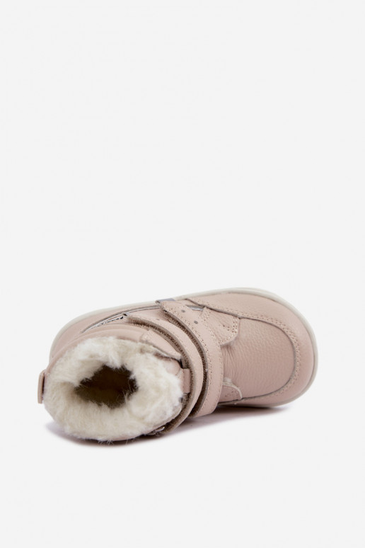 Kožené detské snehové topánky Barefoot Bartek 8401454 pieskovej farby