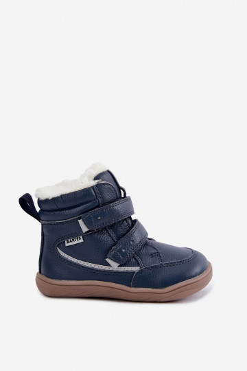 Kožené detské snehové topánky Barefoot Bartek 8401456 tmavomodrej farby 2