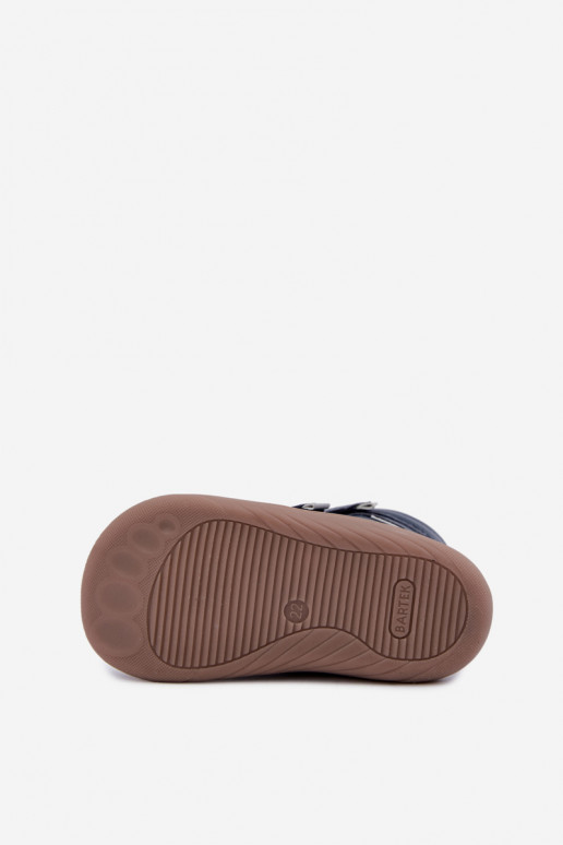 Kožené detské snehové topánky Barefoot Bartek 8401456 tmavomodrej farby