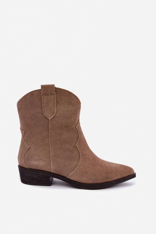 Pieskové zamszové cowboyské nízké topánky Delsa