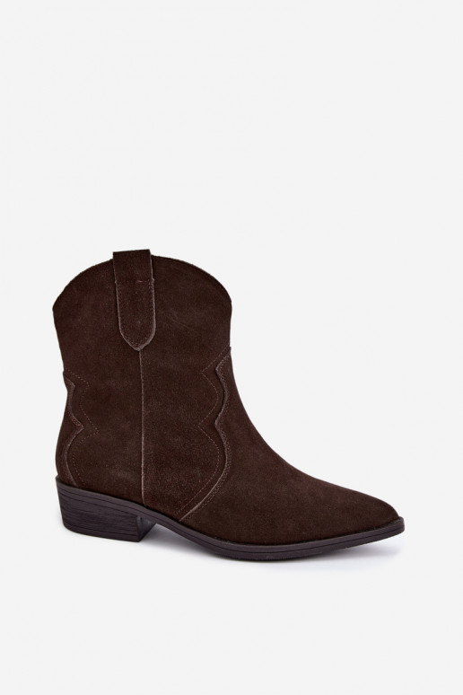 Čokoládové zamszové cowboyské nízké topánky Delsa