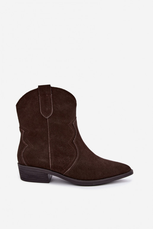 Čokoládové zamszové cowboyské nízké topánky Delsa