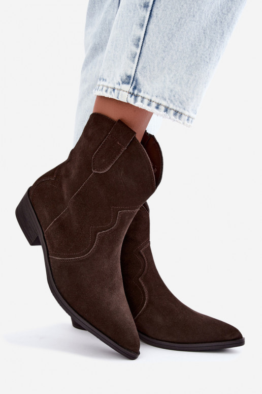 Čokoládové zamszové cowboyské nízké topánky Delsa