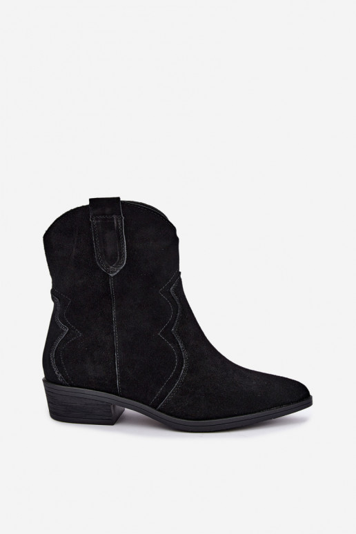 Čierne zamszové cowboyské nízké topánky Delsa