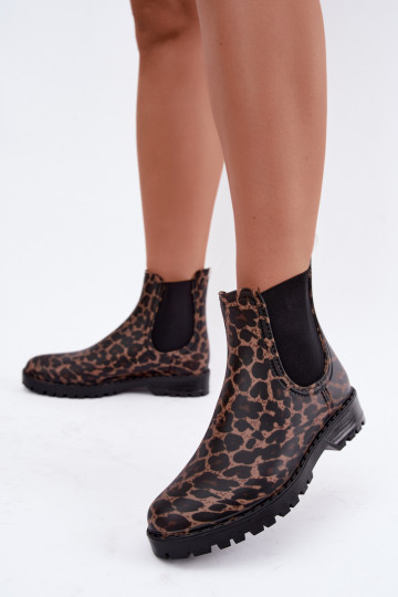 Gumené čižmy pre ženy s elastickými vložkami a leopardím vzorom Ciariel 2
