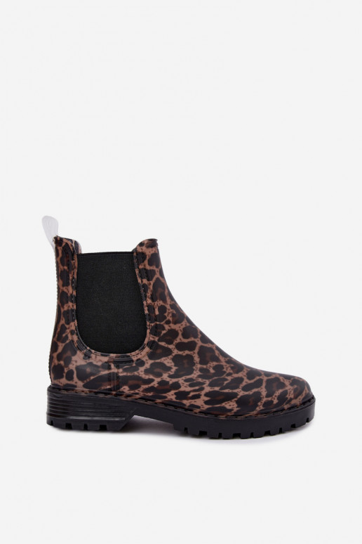 Gumené čižmy pre ženy s elastickými vložkami a leopardím vzorom Ciariel
