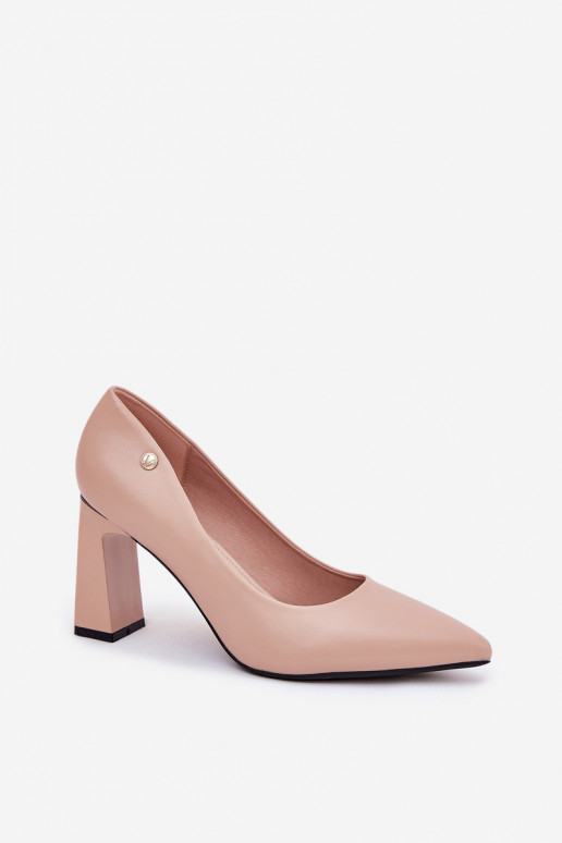 Elegantné lodičky na podpätku Vinceza 62221 pieskovej farby