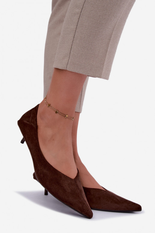 topánky na nízkom podpätku v čokoládovej farbe Joresta