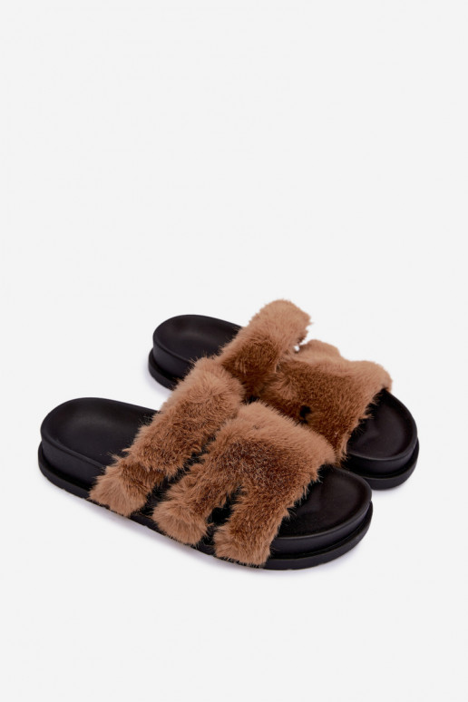 šľapky s kožušinou v hnedej farbe Talisette