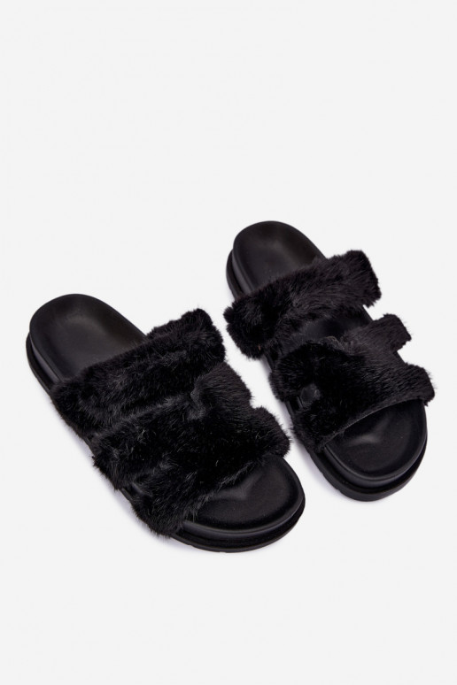 šľapky s kožušinou v čiernej farbe Talisette