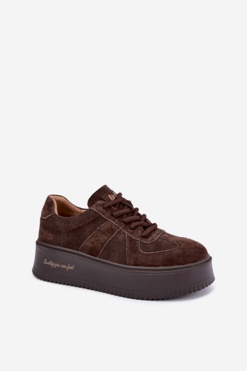 tenisky na platforme z umelého semišu Lee Cooper LCJ-26-01-4644 v čokoládovej farbe