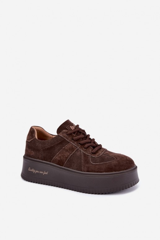 tenisky na platforme z umelého semišu Lee Cooper LCJ-26-01-4644 v čokoládovej farbe