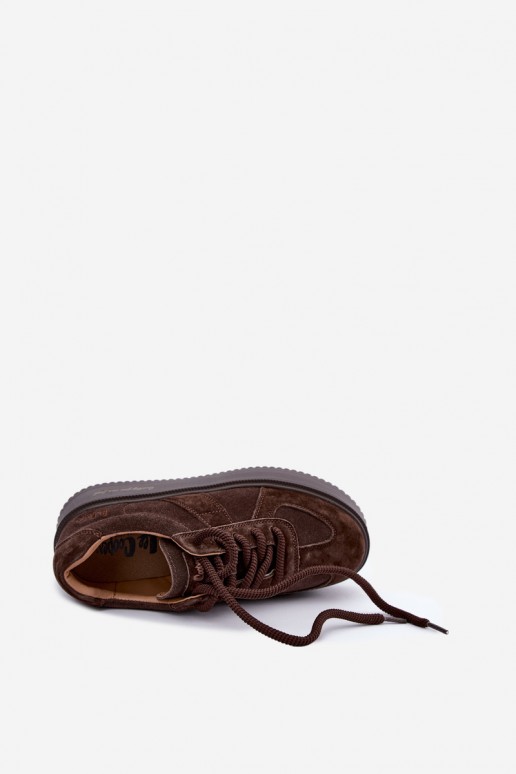 tenisky na platforme z umelého semišu Lee Cooper LCJ-26-01-4644 v čokoládovej farbe